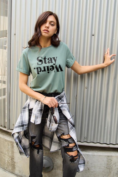 Simply Love Full Size STAY WEIRD Short Sleeve T-Shirt - GemThreads Boutique