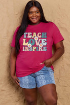 Simply Love Full Size TEACH LOVE INSPIRE Graphic Cotton T-Shirt - GemThreads Boutique
