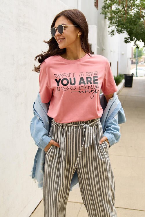 Simply Love Full Size YOU ARE ENOUGH Short Sleeve T-Shirt - GemThreads Boutique