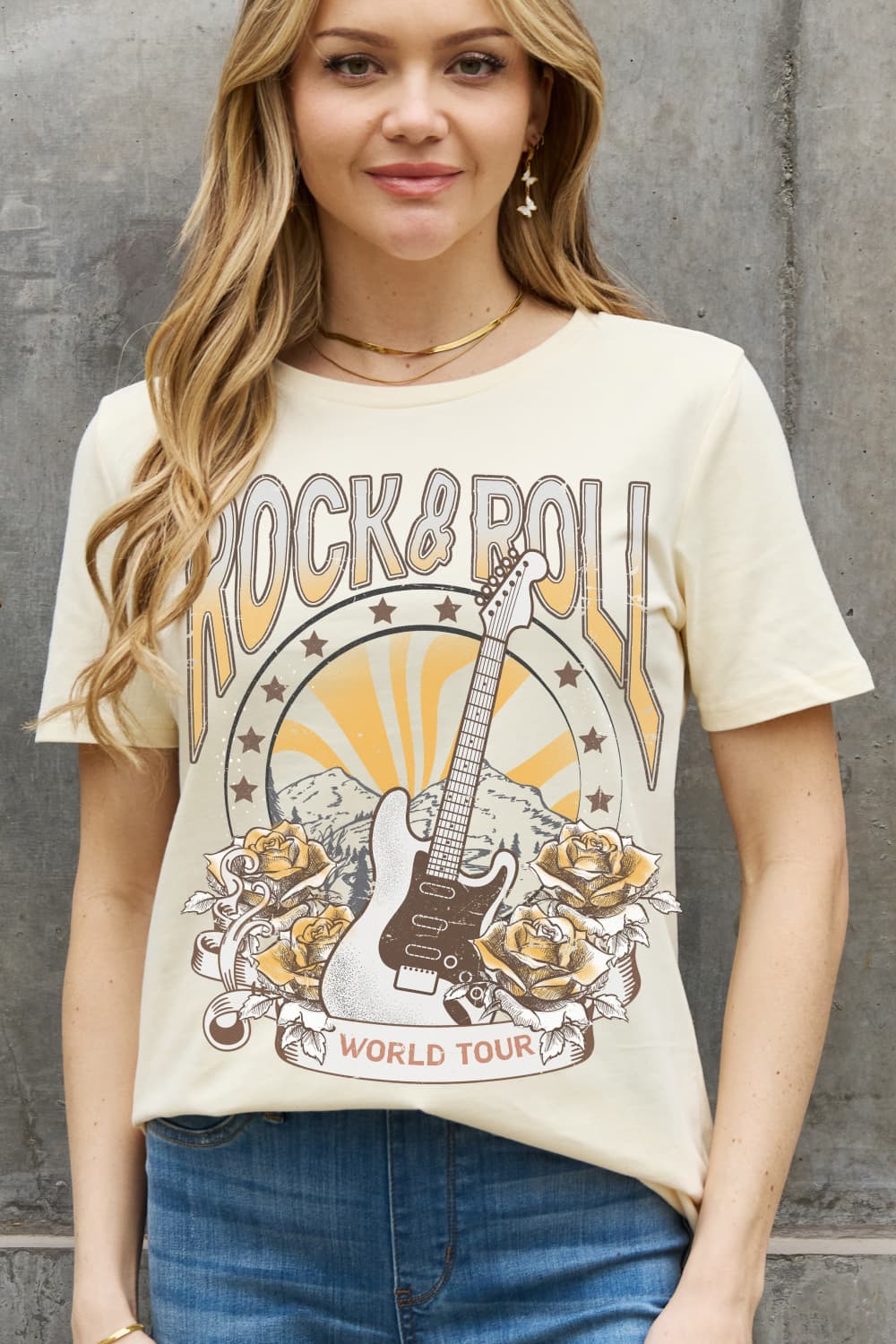Simply Love Simply Love Full Size ROCK & ROLL WORLD TOUR Graphic Cotton Tee - GemThreads Boutique