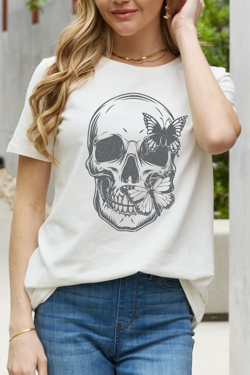 Simply Love Simply Love Skull Butterfly Graphic Cotton T-Shirt - GemThreads Boutique
