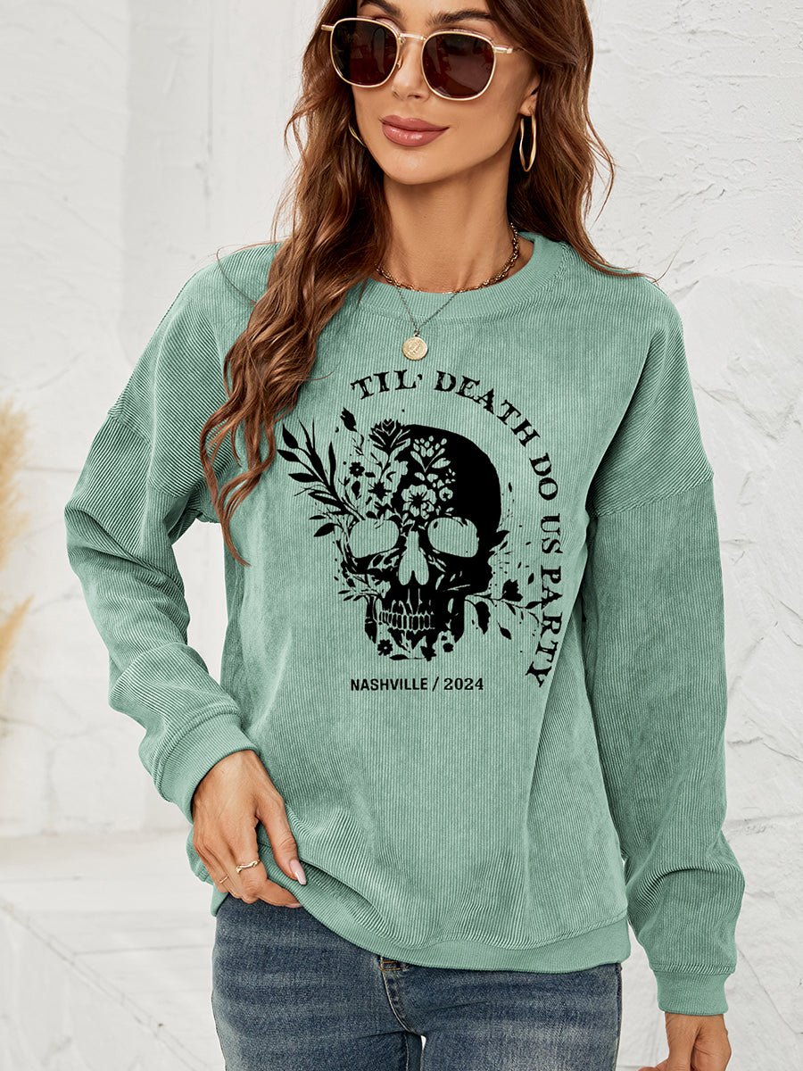 Skull Graphic Dropped Shoulder Sweatshirt - GemThreads Boutique