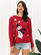 Snowman Round Neck Sweater - GemThreads Boutique