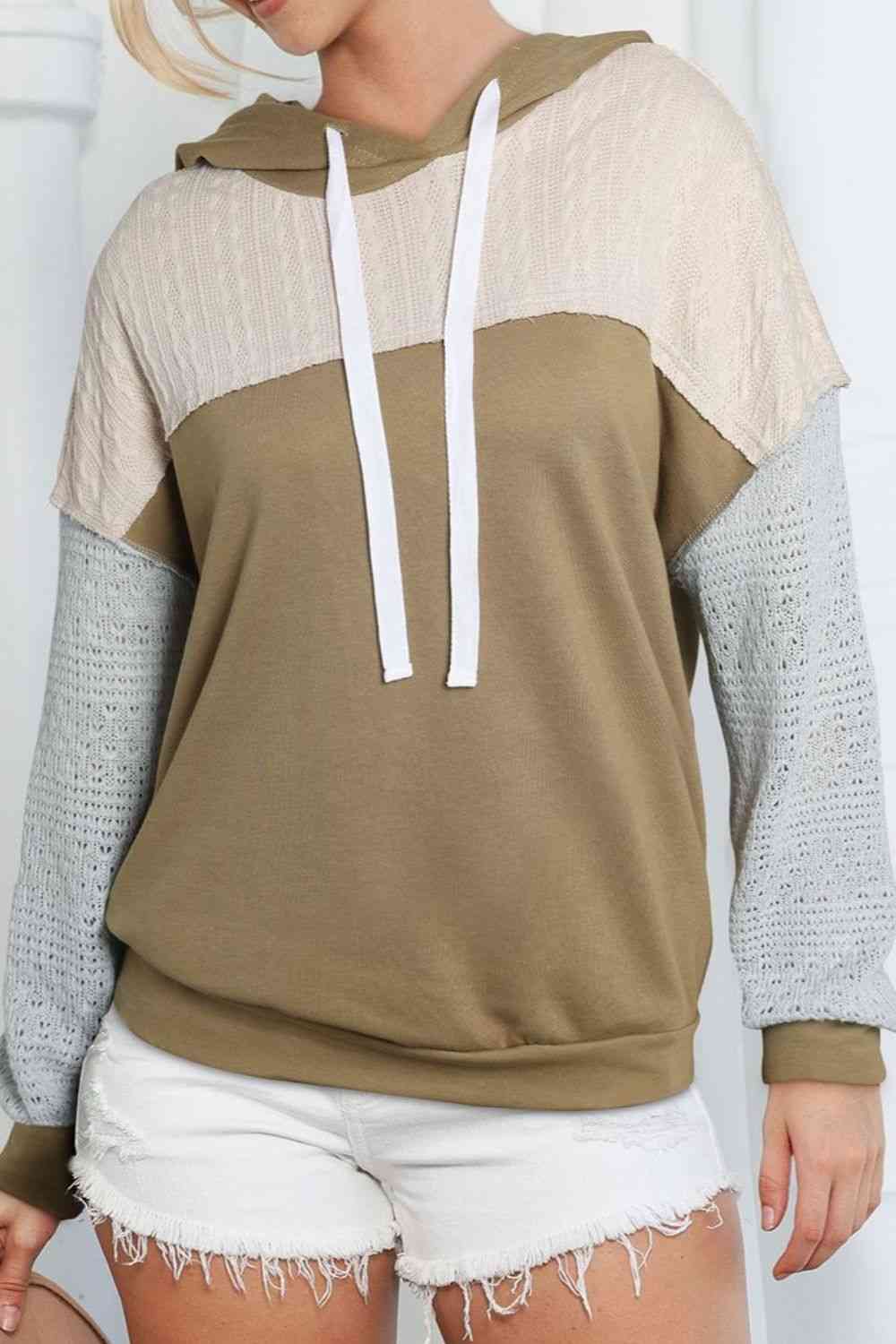 Splicing Drawstring Sweatshirt - GemThreads Boutique