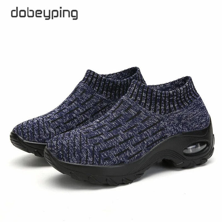 Spring Autumn Air Mesh Sneakers Women Platform Knitting Flats Female Soft Walking Shoes Woman Thick Bottom Ladies Sock Footwear - GemThreads Boutique