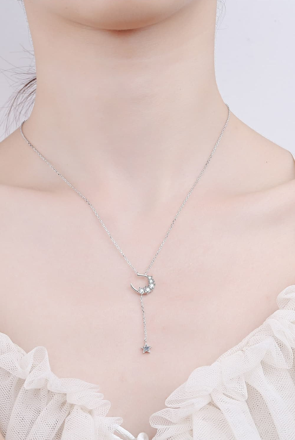 Star & Moon Moissanite Necklace - GemThreads Boutique