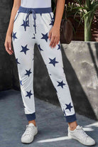 Star Print Drawstring Detail Joggers - GemThreads Boutique