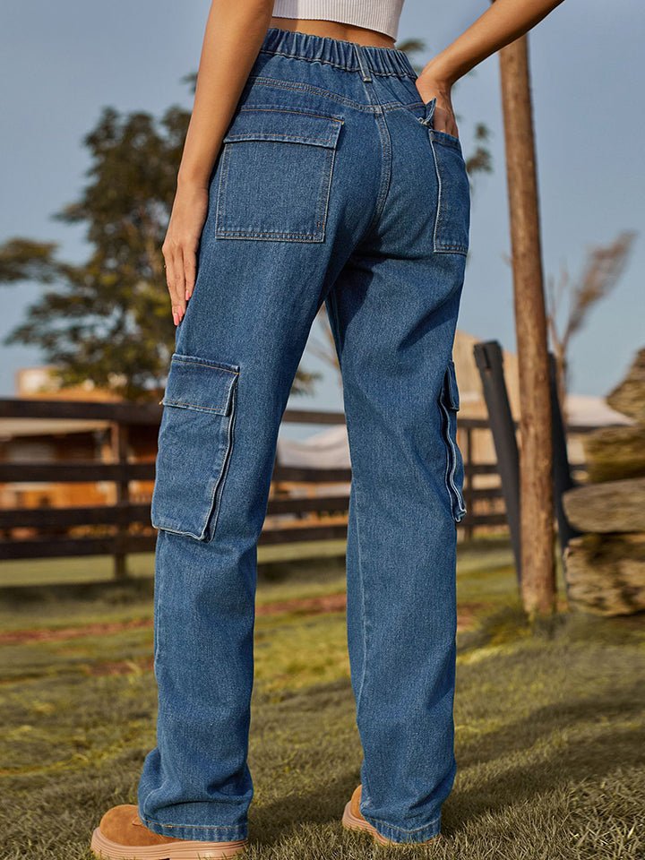 Straight Leg Cargo Jeans - GemThreads Boutique