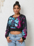Tie-Dye Lace-Up Hoodie - GemThreads Boutique