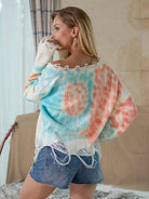 Tie-Dye V-Neck Long Sleeve Sweater - GemThreads Boutique