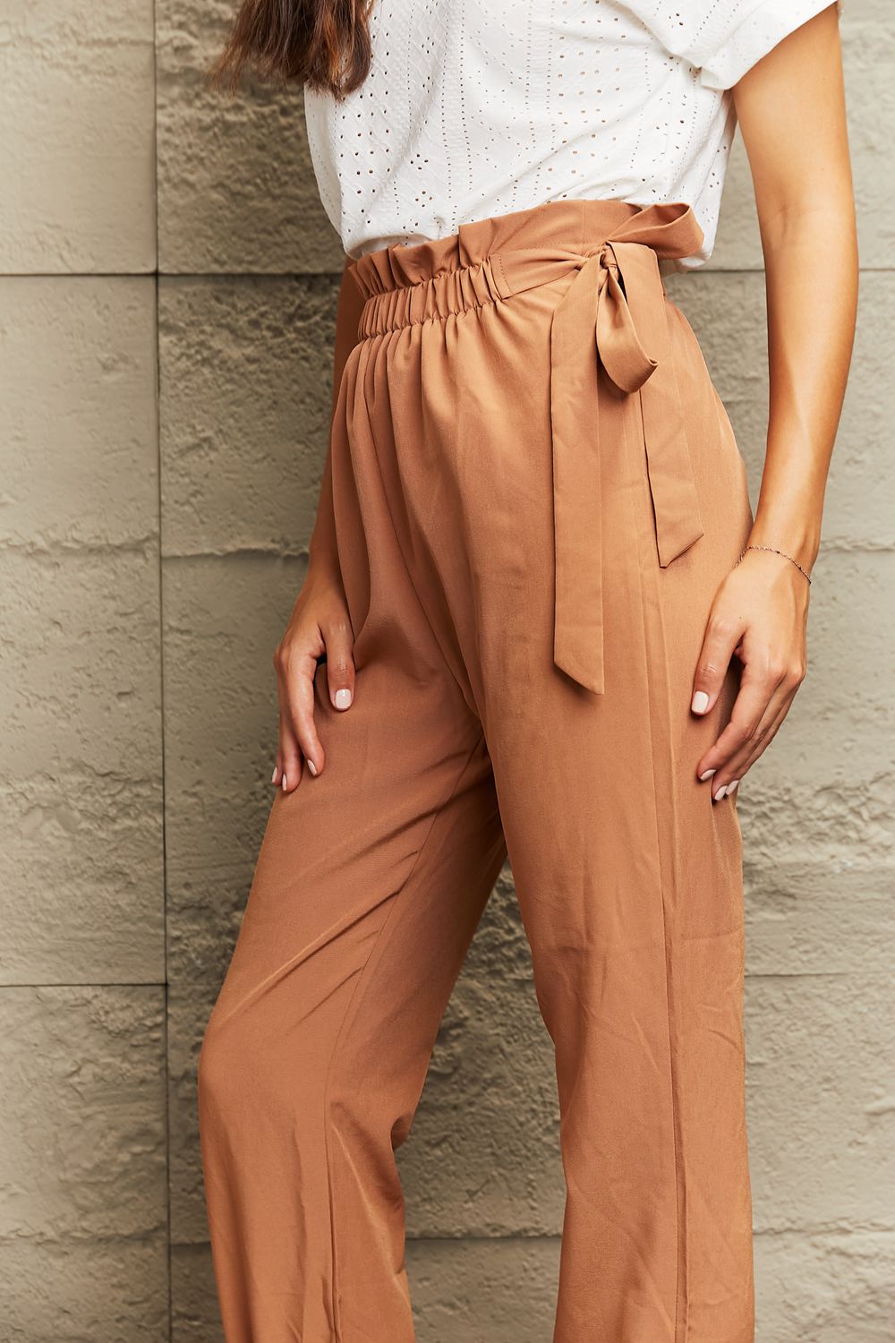 Tie Waist Cropped Pants - GemThreads Boutique