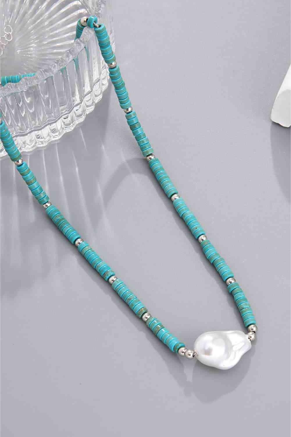 Turquoise & Pearl Necklace - GemThreads Boutique