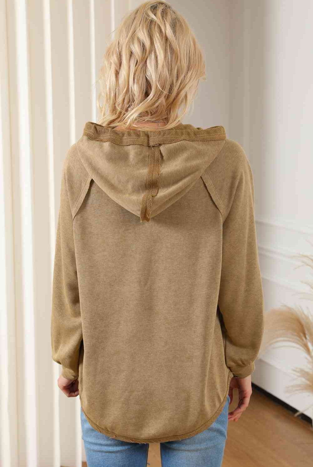 Waffle-Knit Drawstring Hoodie - GemThreads Boutique