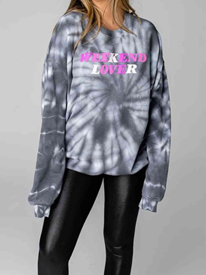 WEEKEND LOVER Graphic Tie-Dye Sweatshirt - GemThreads Boutique