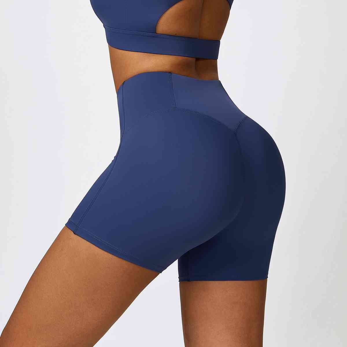 Wide Waistband Slim Fit Sports Shorts - GemThreads Boutique