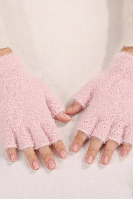Winter Fashion: Plush Warm Gloves for Women - Rabbit Cat Mittens with Flexible Half Finger Design - GemThreads Boutique