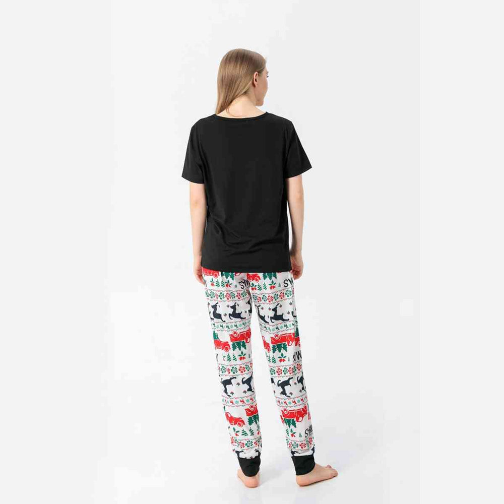 Women MERRY CHRISTMAS Graphic Top and Printed Pants Set - GemThreads Boutique