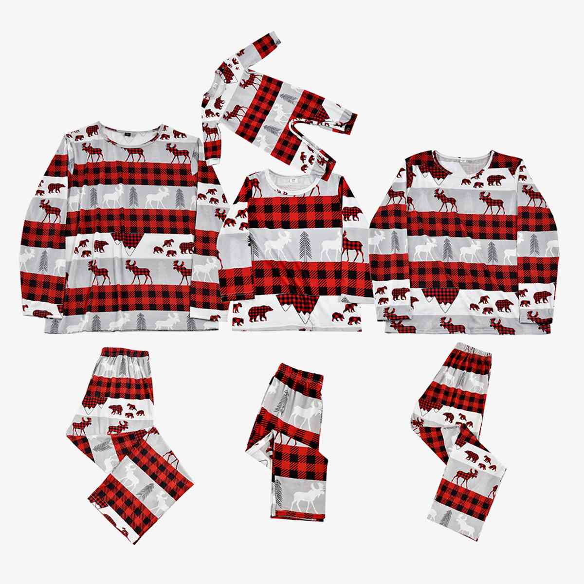 Women Reindeer & Plaid Top and Pants Set - GemThreads Boutique