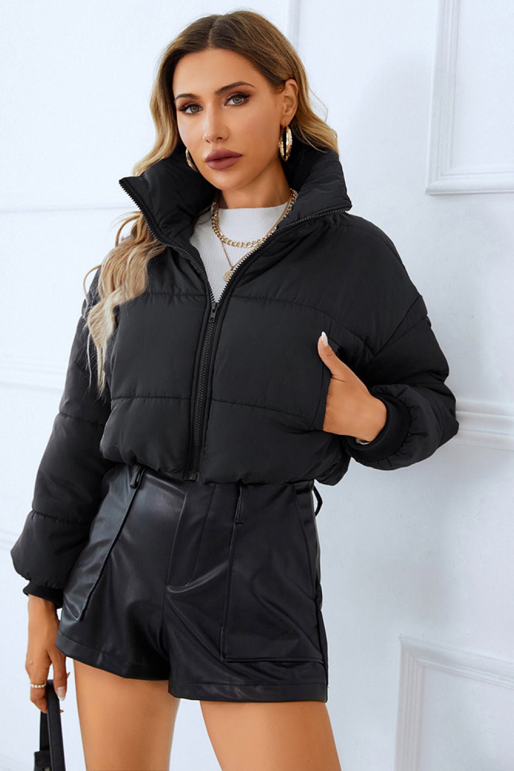 Zip-Up Winter Coat with Pockets - GemThreads Boutique