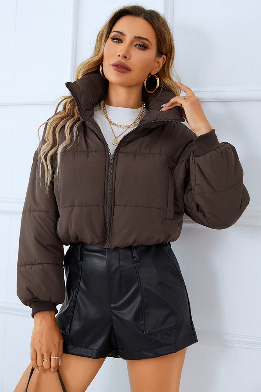 Zip-Up Winter Coat with Pockets - GemThreads Boutique