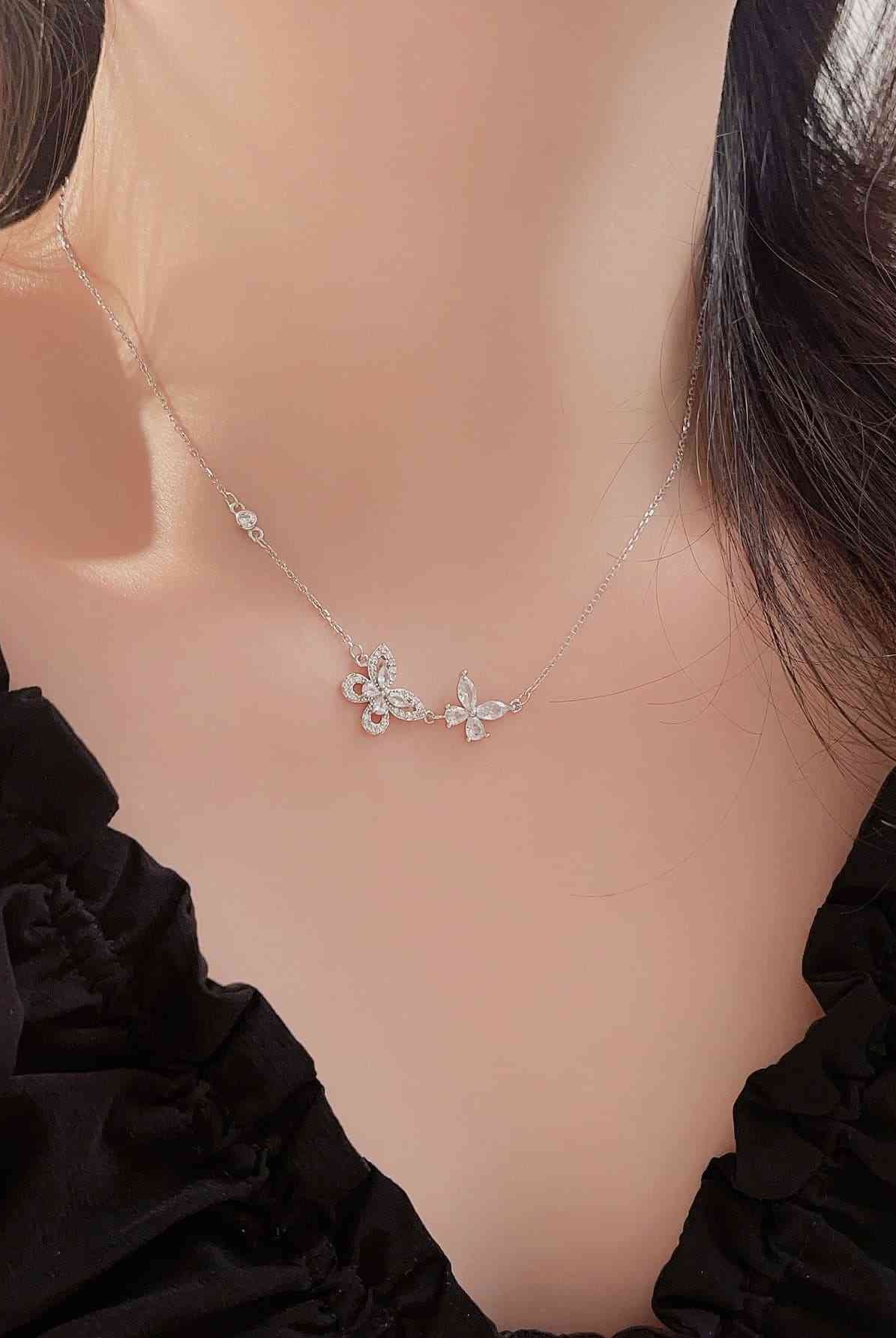 Zircon 925 Sterling Silver Butterfly Necklace - GemThreads Boutique