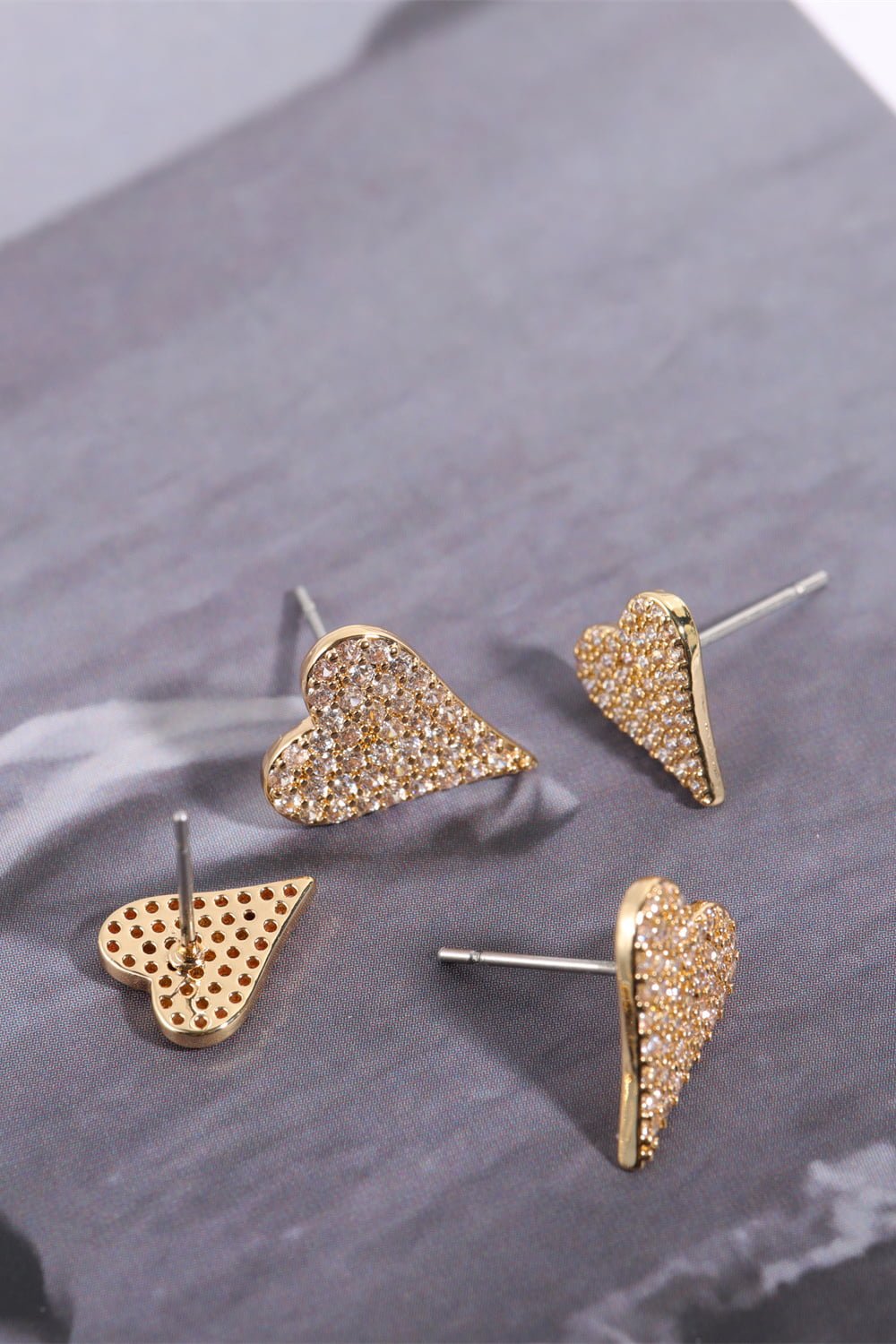 Zircon Decor Heart C-Hoop Drop Earrings - GemThreads Boutique