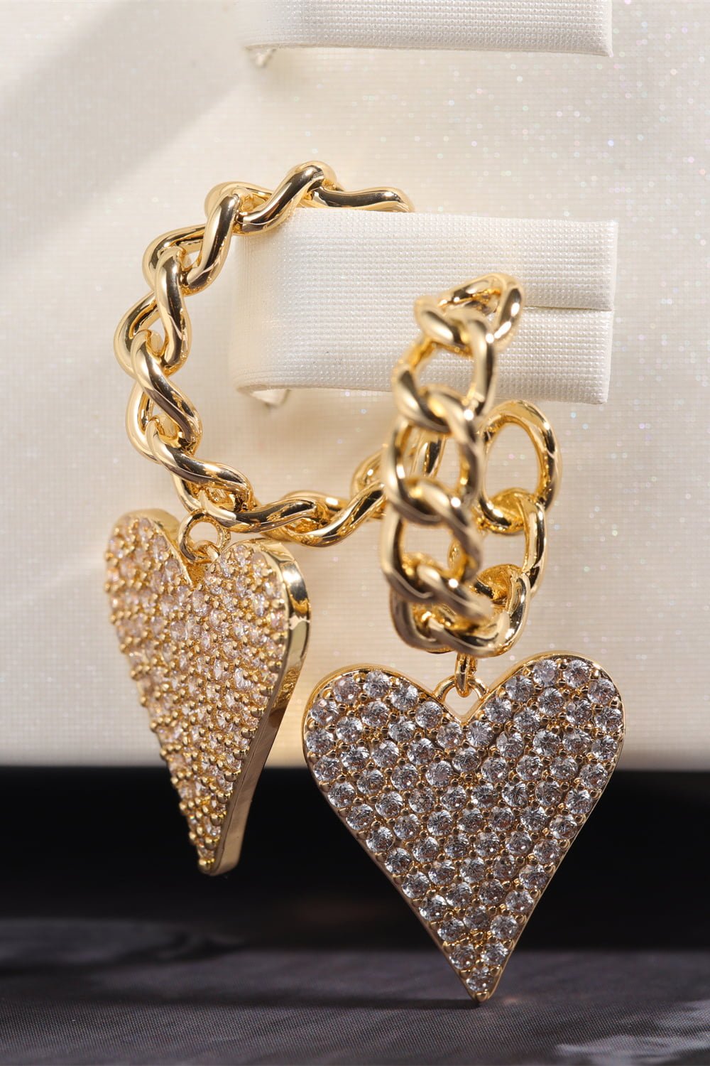 Zircon Decor Heart C-Hoop Drop Earrings - GemThreads Boutique
